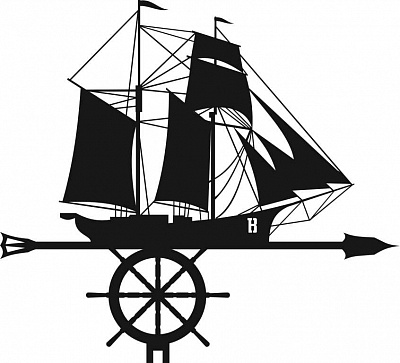 Флюгер "Корабль" BORGE, 500*380 мм.,  чёрный (RAL 9005) фото Центр Металлокровли