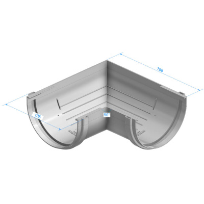 Угловой элемент желоба универсальный 90 градусов ДЕКЕ STANDARD d120мм цвет RAL 9003 Белый размеры