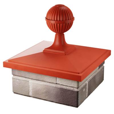 Колпак БонаМоно Красный с шаром на столб 1.5х1.5 кирпича фото 3