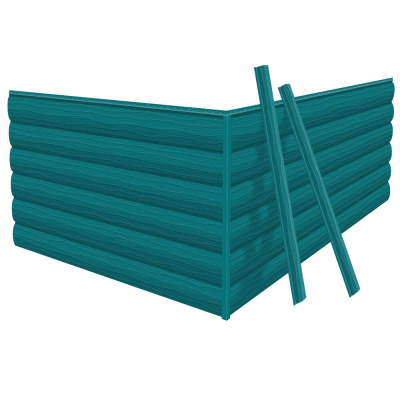 Фото сайдинга металлического (металлосайдинга) царьсайдинга Бревно Рубленое 4Д RAL5021 Морская волна для фасада дома